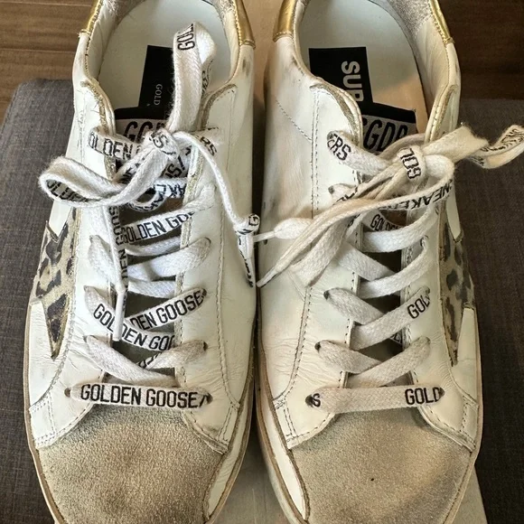 Golden Goose Womens White Sneakers with Leopard Star 36 - Picture 7 of 9